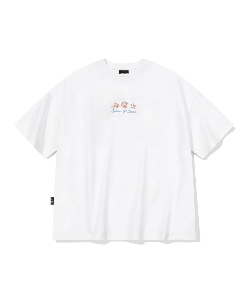 CPGN STUDIO Ocean Love Crop Short Sleeve Tee White
