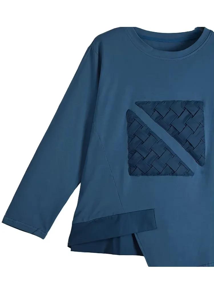 Xitao Однотонная женская футболка с длинным рукавом в стиле пэчворк LJ1078