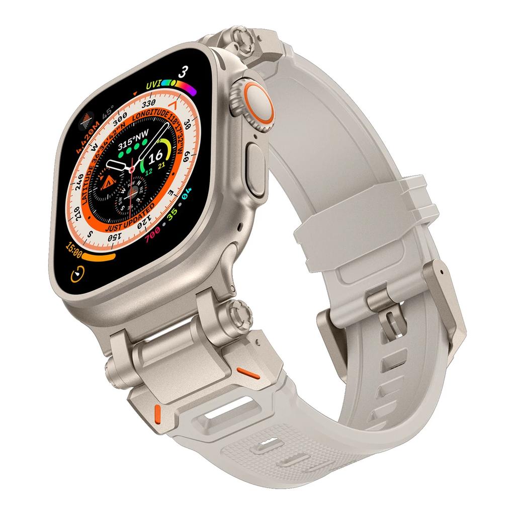 Мягкий ремешок для Apple Watch Ultra 2 Ремешок 49мм 45мм 44мм 42мм Металлический Соединитель из Нержавеющей Стали ТПУ Браслет Iwatch 9 8 7 6 SE 5 4