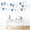 32Ft Blue Party Decorations Retro Blue Triangle Banner Flag Pennant Bunting Fabric Garland Streamers for Nautical Wedding Birthday Ahoy Achor Bridal