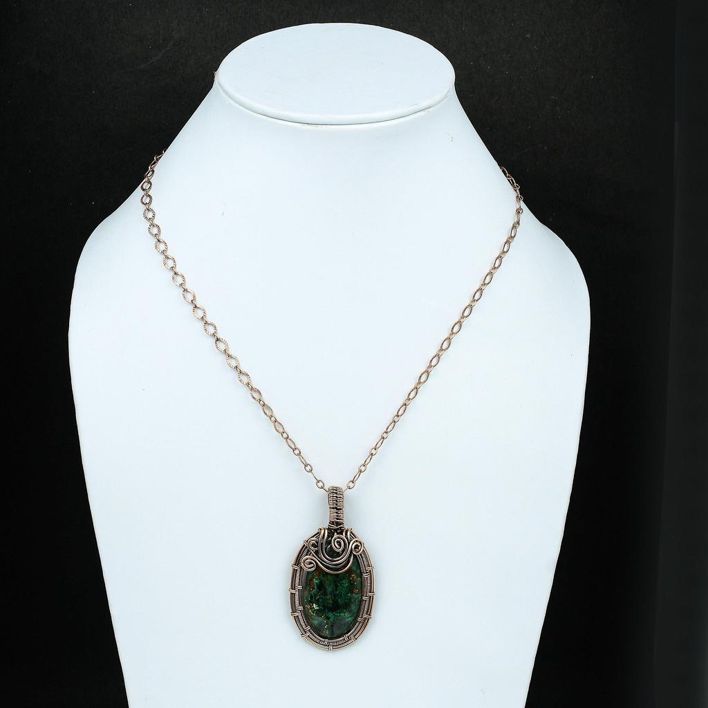 Куприт Хризоколла Кулон Драгоценный Камень Кулон Медная Проволока Обернутый Кулон Медные Ювелирные Изделия Ручной Работы Женский Кулон Подарок Для Него Дизайнерский Кулон