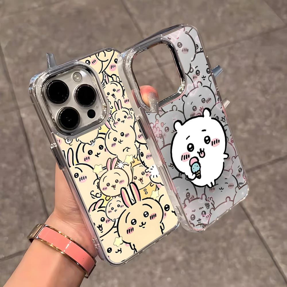 Милый Чехол C-chiikawa-S для Телефона IPhone 17 Air 16 E 15 14 13 12 11 Plus Pro Max Гальванизированный Прозрачный Мягкий Чехол