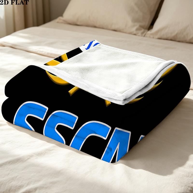 1PC Ssc Napoli Patterned Flannel Blanket Suitable For All Seasons For Home Decor Warmth And Comfort Gifts Holiday Present