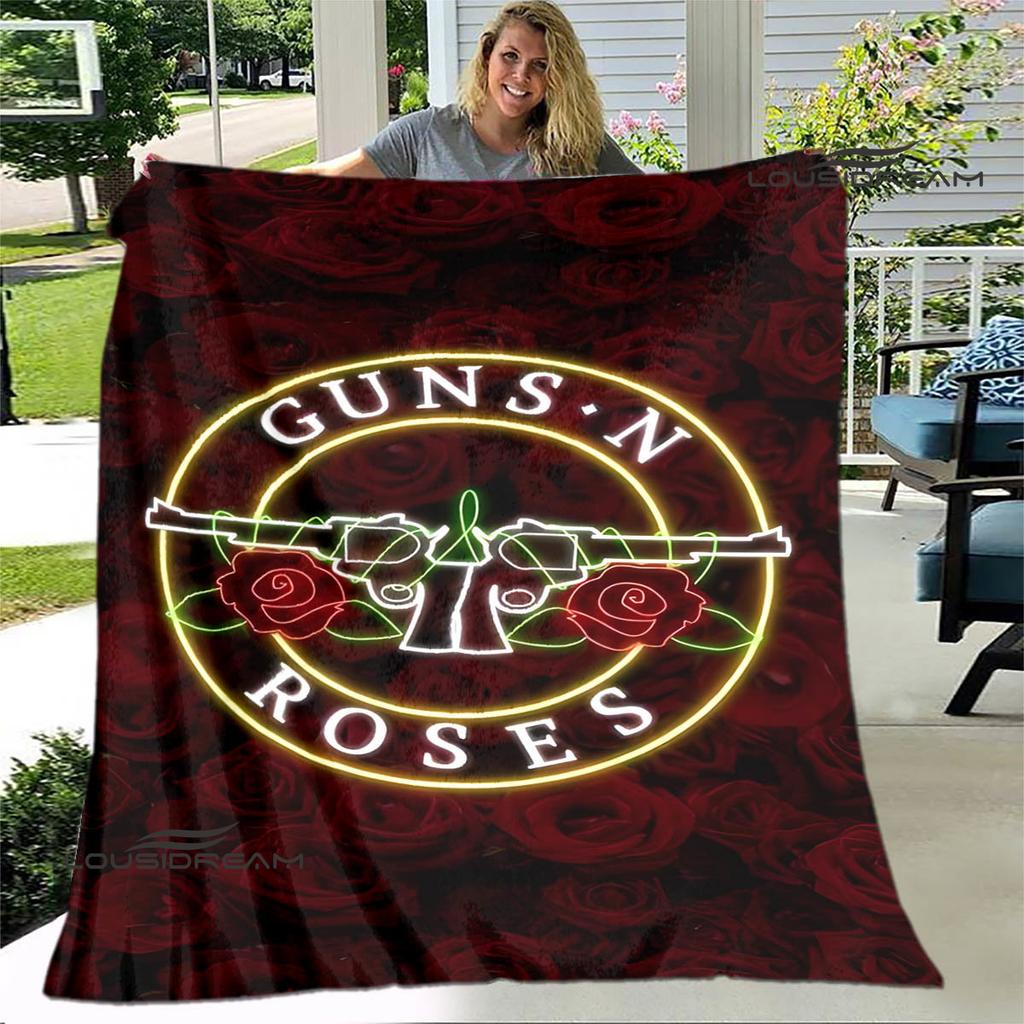 Плед с ретро-принтом группы Guns n'roses Фланелевый мягкий и уютный плед Плед для дома и путешествий Теплый плед для детей подарок на день рождения