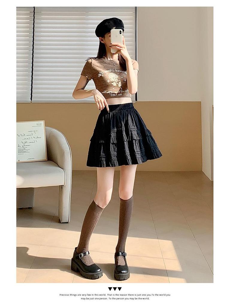 Короткая юбка-пачка с высокой талией для миниатюрных женщин - Нежная, стройнящая, милый дизайн французского пирожного для весны и лета.