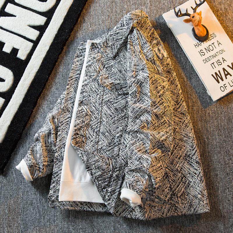 Мужская клетчатая вышитая надпись Small Fragrant Casual Jacket Мужская уличная красивая джинсовая куртка High Street Top