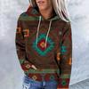 Women's Fashion Casual Ethnic Style Printed Long Sleeved Hooded Sweater Top