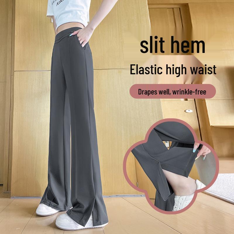 Women's High-Waisted Slit Wide-Leg Micro-Flared Pants - Summer 2025 Collection