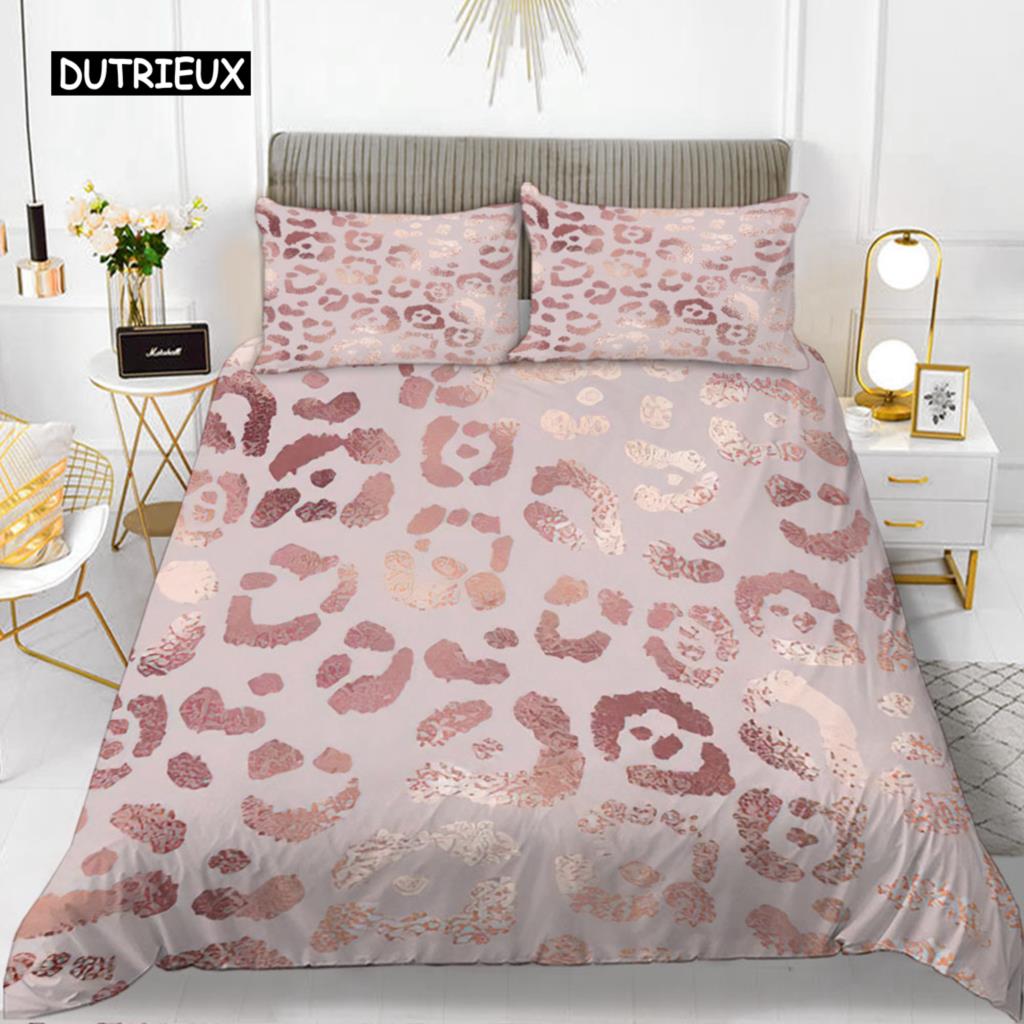 Комплект постельного белья с леопардовым принтом, розовый, шикарный, для девочек, комплект постельного белья с принтом гепарда для мальчика-подростка, полиэстер, наволочка с изображением диких животных