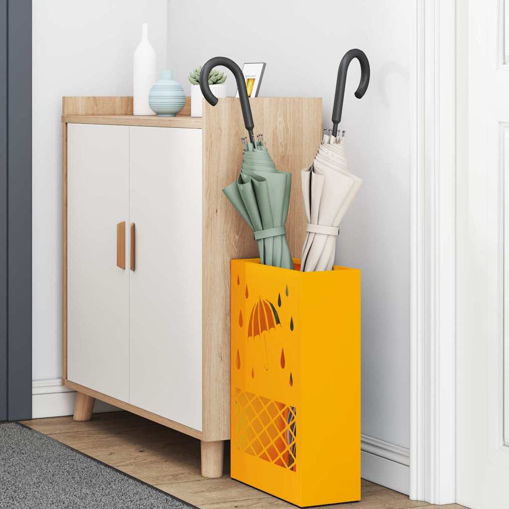 Umbrella Stand Mustard Yellow 28 x 12 x 41 cm Steel