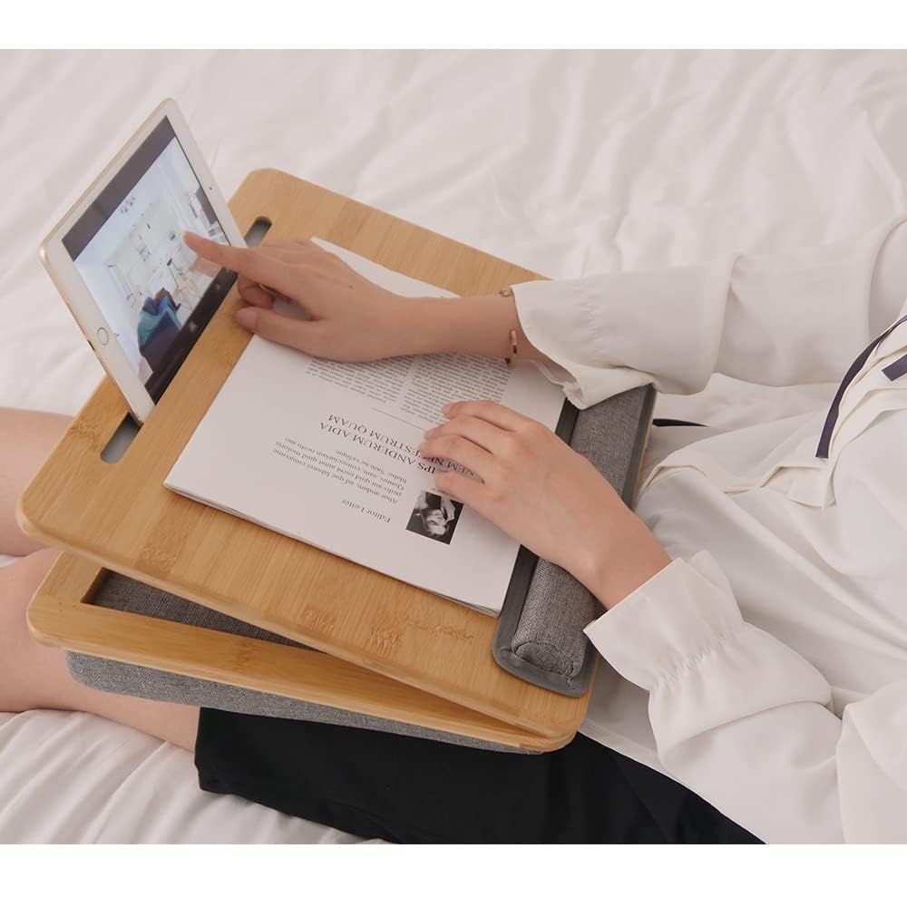 OIWAI Ноутбук с регулируемой высотой колена, удобный для использования без подушки для мыши, удобный для планшета, изготовленный из бамбука, стол, угол/высота,