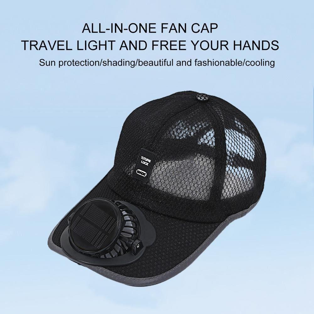 Mesh Baseball Cap Breathable Solar Charging Fan Cap Trucker Cap Fishing Hats  Unisex