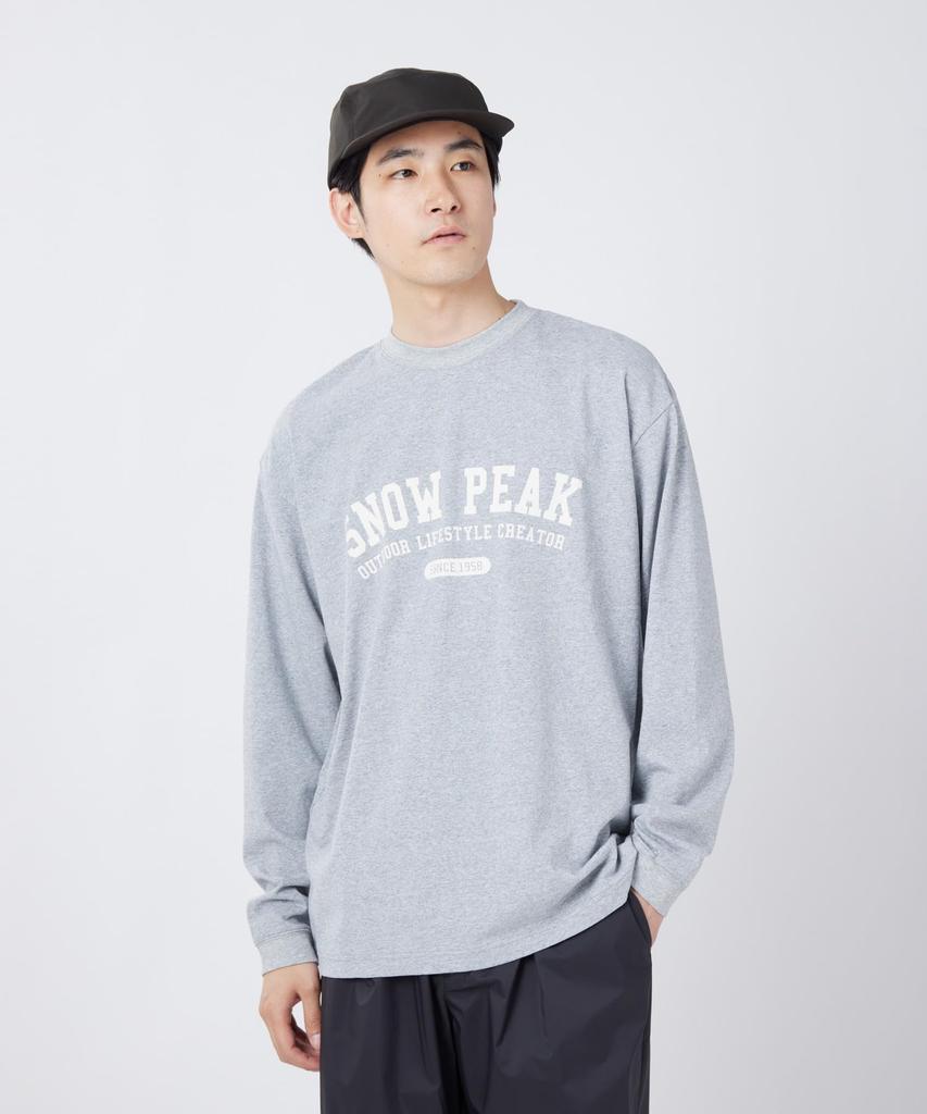 Varsity Logo Long Sleeve for Men and M [Snow Peak] T-Shirt TS-26SU002 Long-sleeved T-shirt Women, M.GREY
