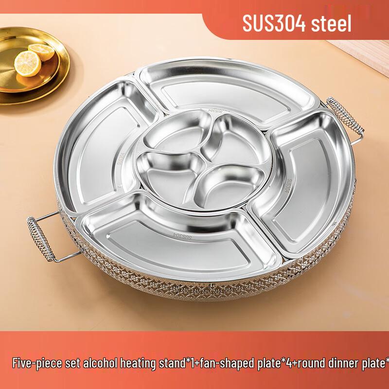 Система пятисекционной банкетной тарелки из нержавеющей стали 304