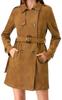 Women Casual Stylish Soft Brown Suede Handmade Lambskin New Trench Coat Genuine