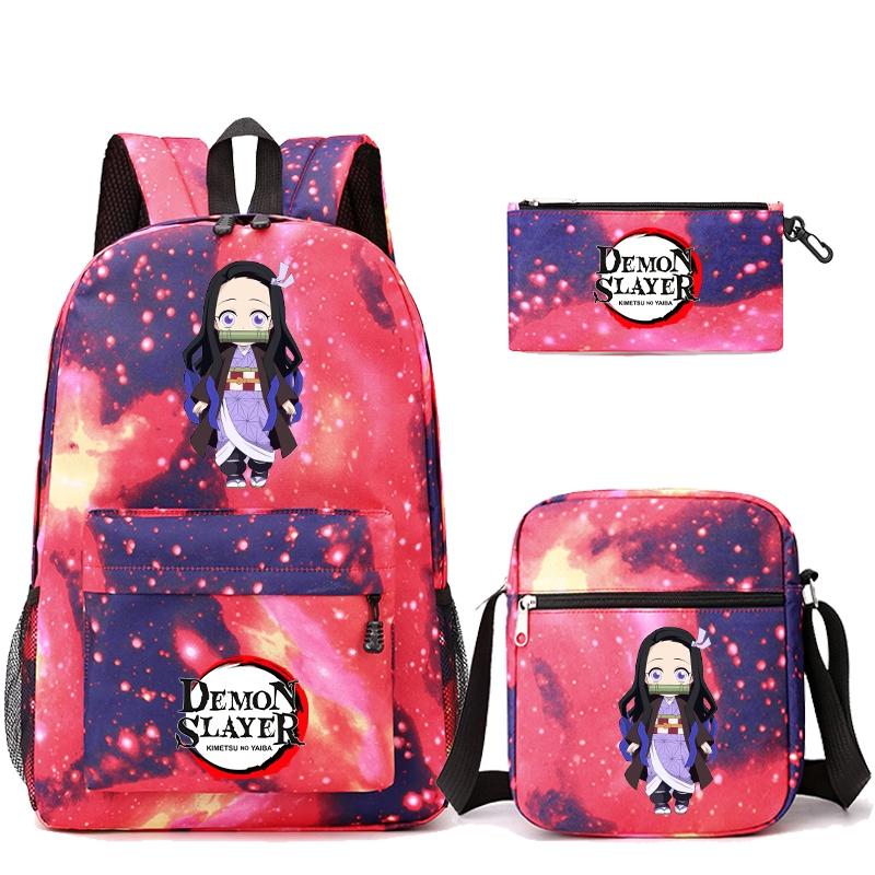 3 шт./компл. рюкзак «Убийца Демонов» в стиле аниме с сумкой на плечо, пенал для мальчиков и девочек, школьная сумка для книг, мужская и женская дорожная сумка