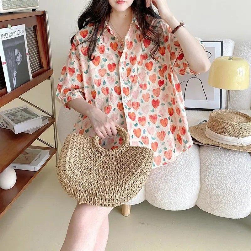 Женская модная повседневная свободная рубашка с коротким рукавом, летняя футболка в стиле ретро в стиле Гонконга, рубашка с принтом в стиле хип-хоп, короткий рукав