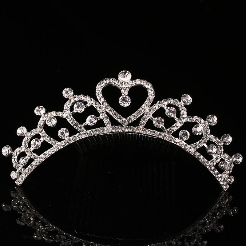 Детская тиара из сплава для девочек, тиара для любви, гребень для волос принцессы, стразы, жемчуг, тиара на день рождения