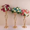 Gold Flower Vases Candle Holder Rack Stand Wedding Decoration Table Centerpiece Pillar Party Event Candlestick