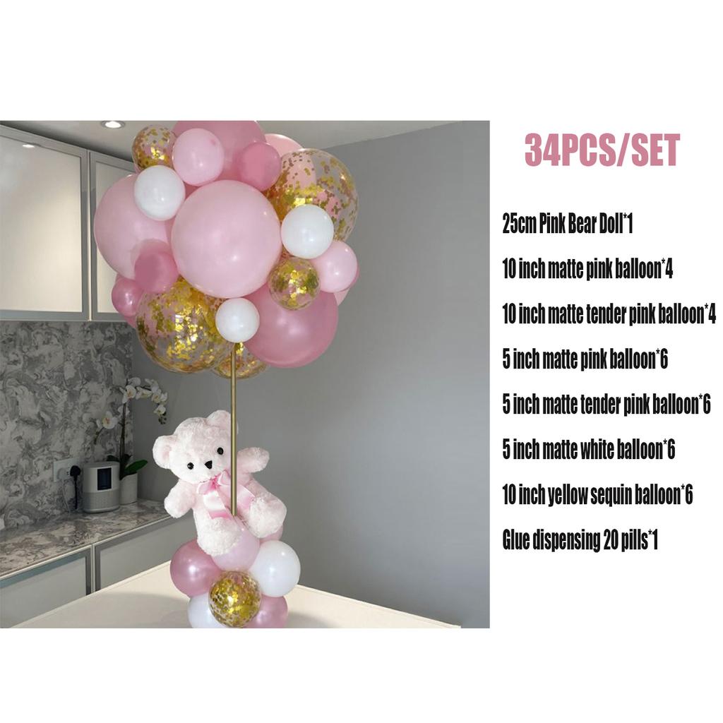Тедди Розовый Медведь Украшение Партии Воздушный Шар Арка Комплект Гирлянда Дети День Рождения Украшения Baby Shower Мальчики Девочки Gend
