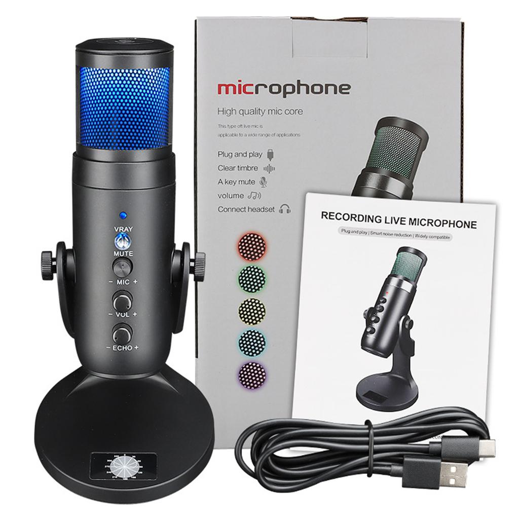 Computer Mobile Phone Recording Game Sound Card Wired Live Karaoke Condenser Microphone Conference Microphone Full Set