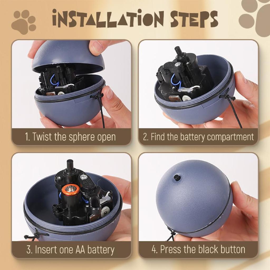 Cat Toy Electric Ball Automatic Interactive Spinning Ball Smart Sensing Pet Toy With Feather Mouse Attachment