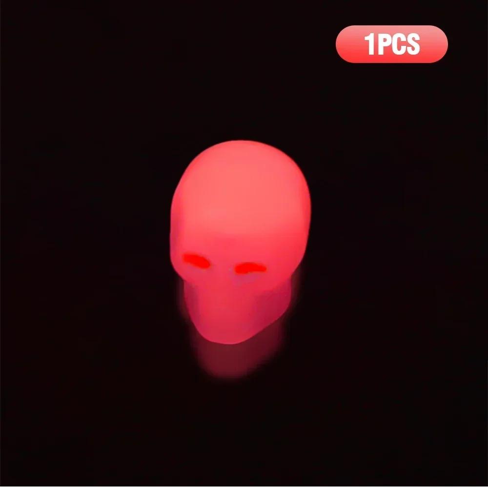 4pcs Luminous skull Automobile tyre luminous valve cap automobile electric vehicle motorcycle valve cover luminous valve Caps