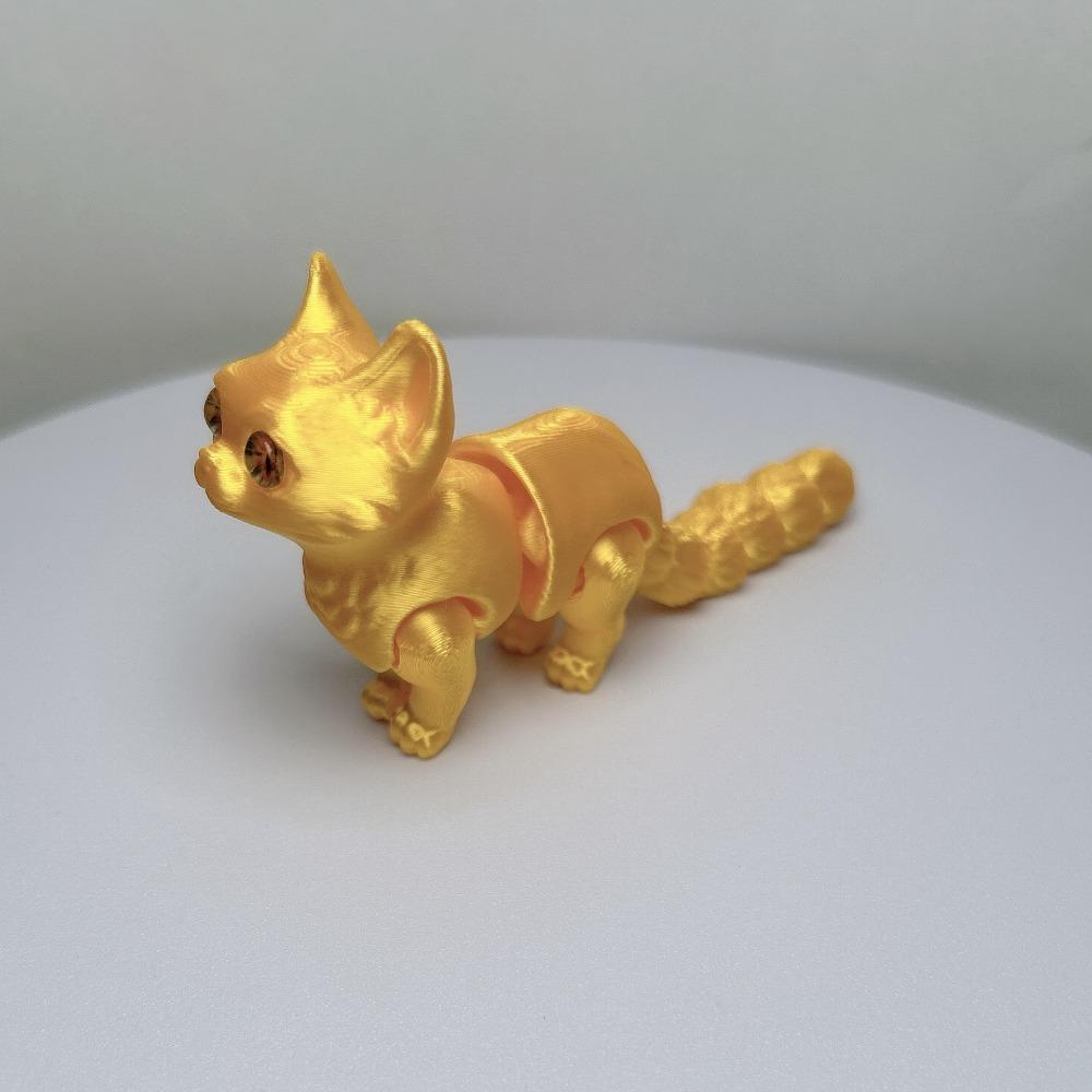 Big Eyes 3D Printed Cat Model Plastic Material 3D Printed Cat Figure Articulated Cats  Living Room