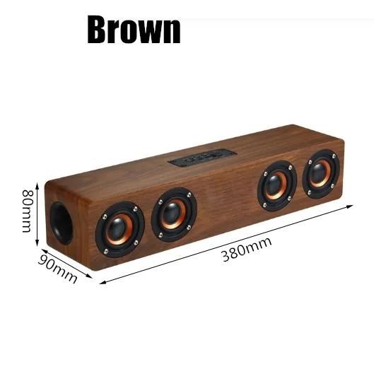 Wooden Soundbar Bluetooth Speaker Music Acoustic System 20W HIFI Stereo Music Surround LED Display Outdoor Speaker With FM Radio