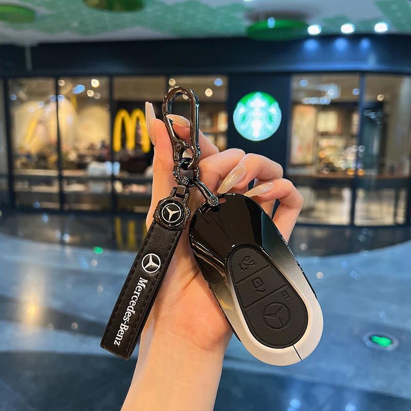 ULA5 Suede Car Key Case Cover Protector Shell For Mercedes Benz C CLE E GLC S Class W206 X254 W214 W223 Remote Fob Shell Case