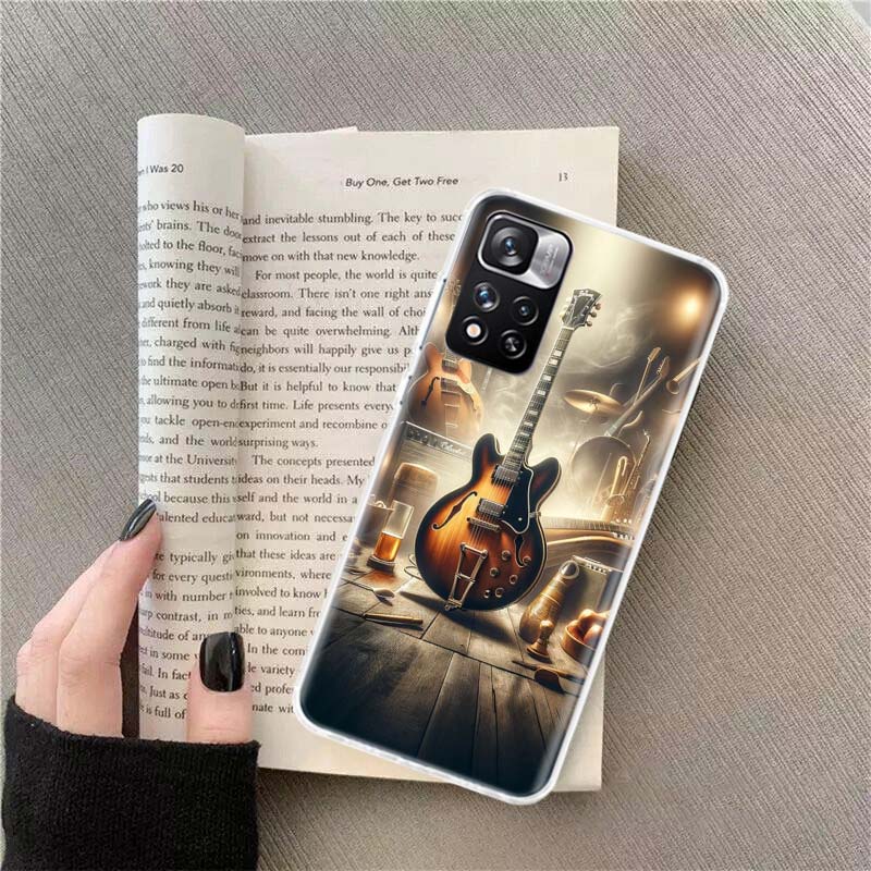 Retro rock Music Electric Guitar Phone Case For Redmi Note 13 12 Pro Plus 14 15 Pro 5G 11 11T 11E 11S 10 Pro 10S 9 9S Cover Cell