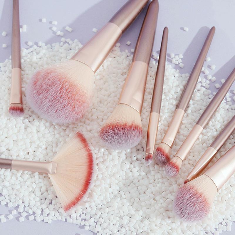 Кисть для тональной основы, рассыпчатая кисть для пудры, кисть для теней, 12 шт., набор кистей для макияжа, шерсть, сиреневый, маленькая сумка для кистей для макияжа серии винограда