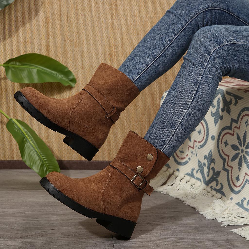 Большой размер короткие ботинки женские новые ретро британский стиль рыцарские ботинки французские средней длины женские ботинки