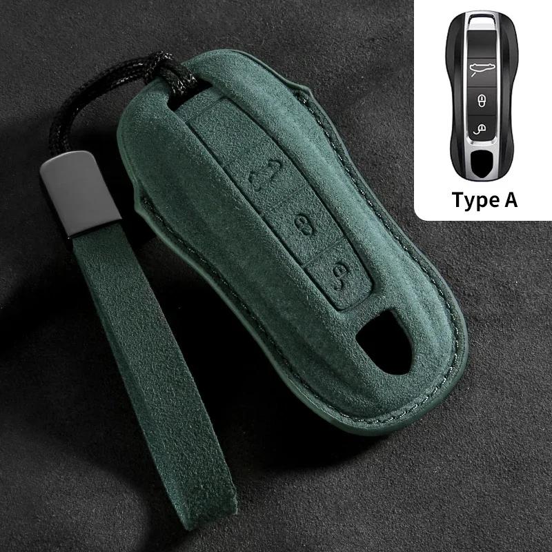 AABKS1 Car Key Case Cover for Porsche Panamera Cayenne 971 911 9YA Macan Boxster 3 Buttons Suede Car Remote Key Shell Fob Accessories