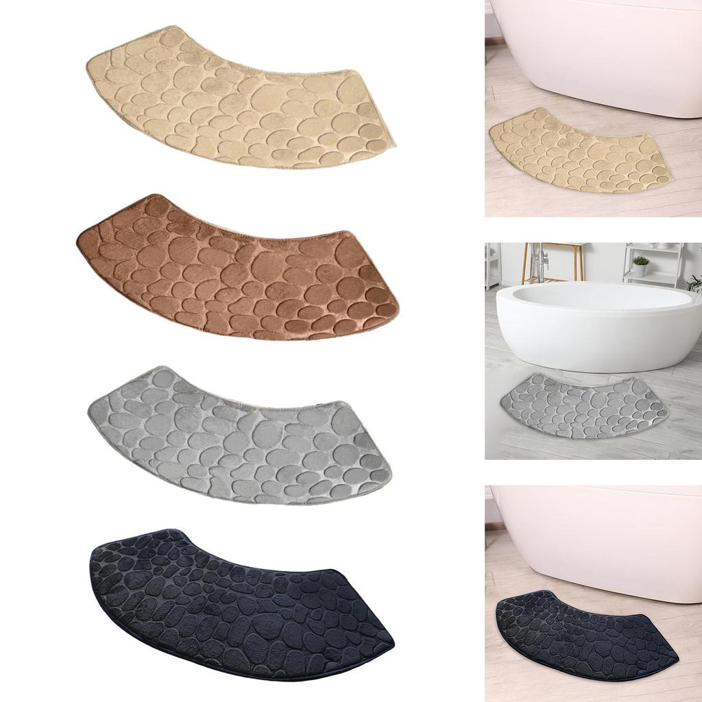 Curved Shower Bath Mat Anti Slip Household Decor Bath Rug Fan Shaped Foot Rug for Tub