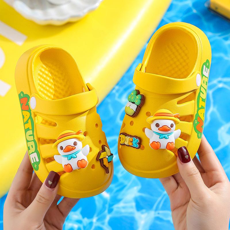 Детские классные тапочки из ЭВА, женская летняя обувь для малышей, пляжная обувь для девочек, нескользящая детская обувь с отверстиями