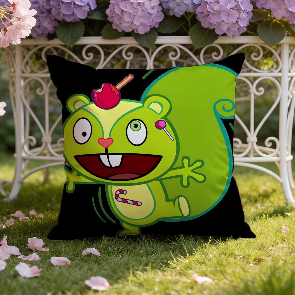 Аниме H-Happy Tree F-Friends Наволочка для подушки Домашняя и автомобильная Двухцелевая наволочка: Двусторонняя конструкция для максимального комфорта