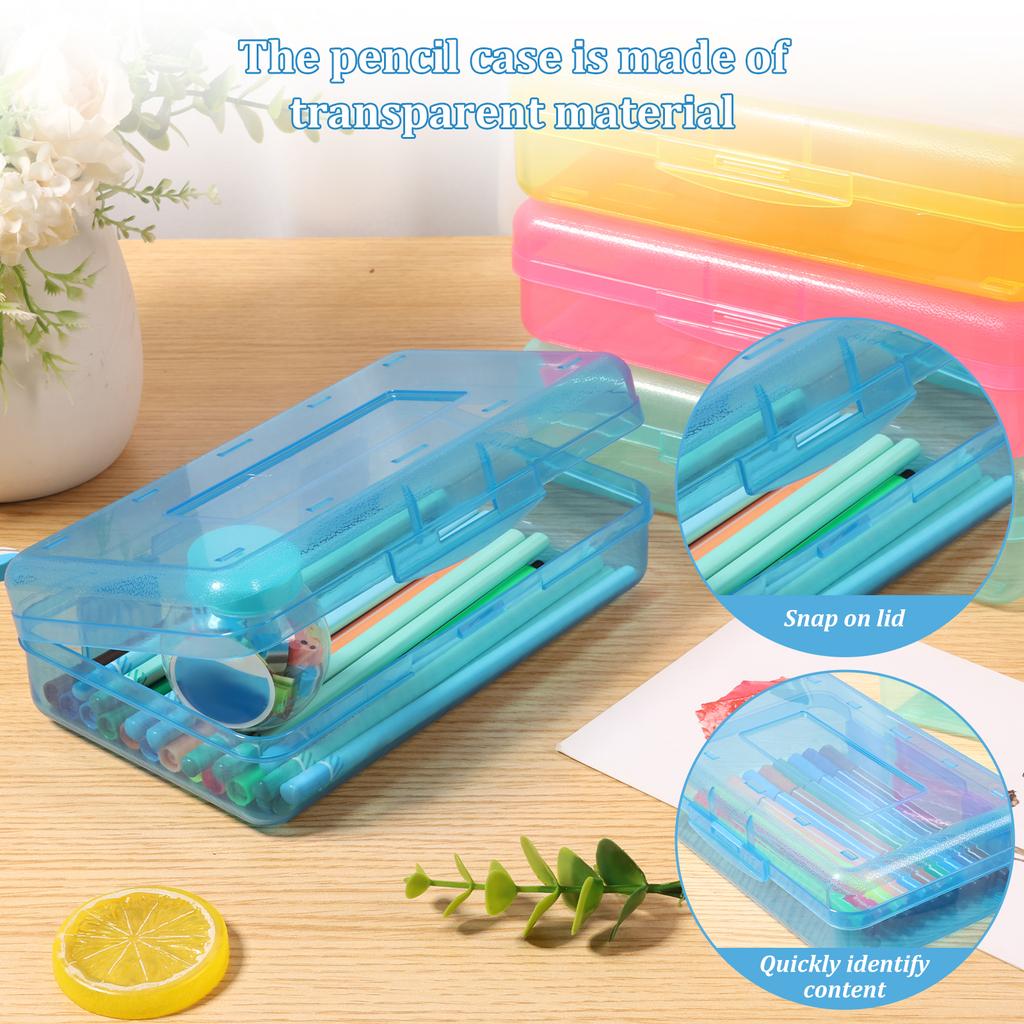6 шт. Пластиковый пенал Прозрачный Пенал большой вместимости Штабелируемый Полупрозрачный Пенал Портативное хранение для дома и офиса