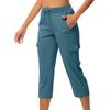 Women's Casual Color Blocking High Waisted Drawstring Pocket Workwear Pants Capris