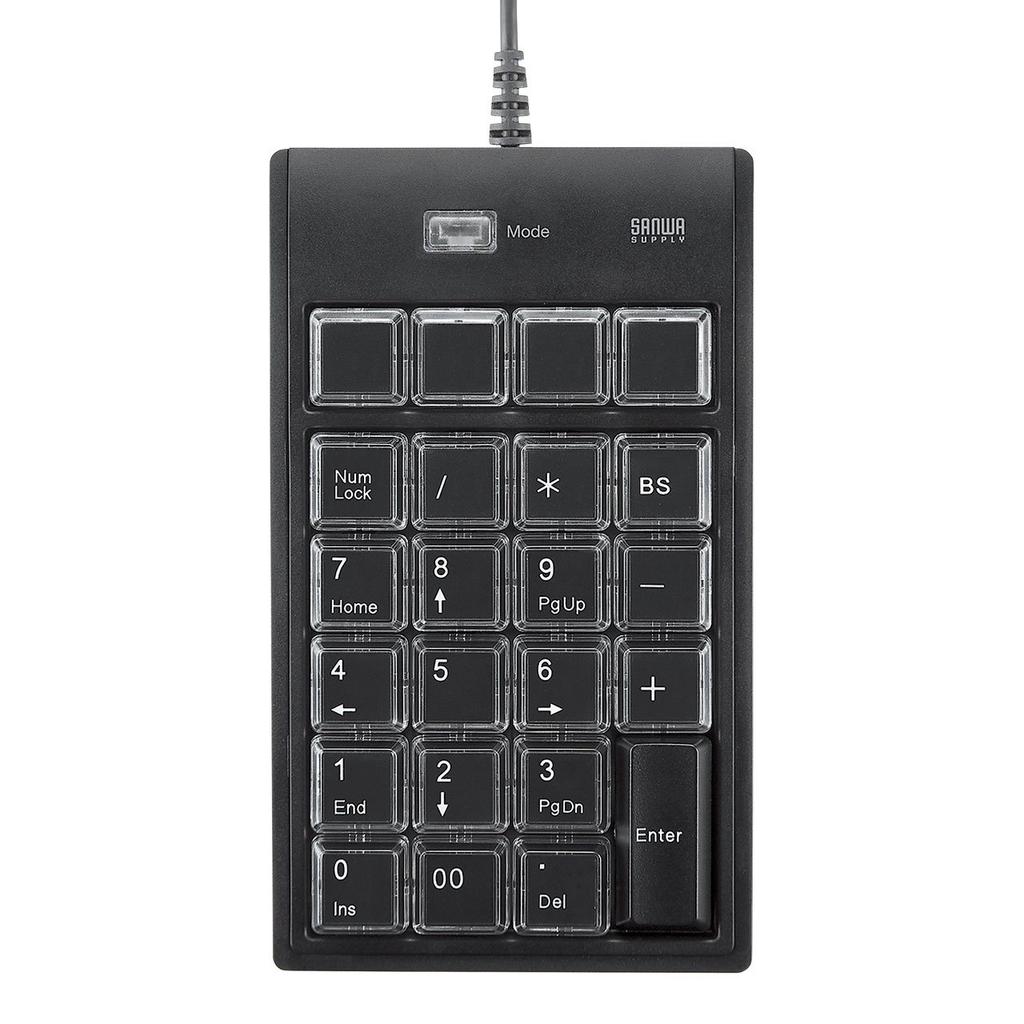Sanwa Supply Programmable Numeric Keypad with Assignment Wired USB 23 Keys Switch Button NT-19UH2BKN Function, Connection, Membrane, +