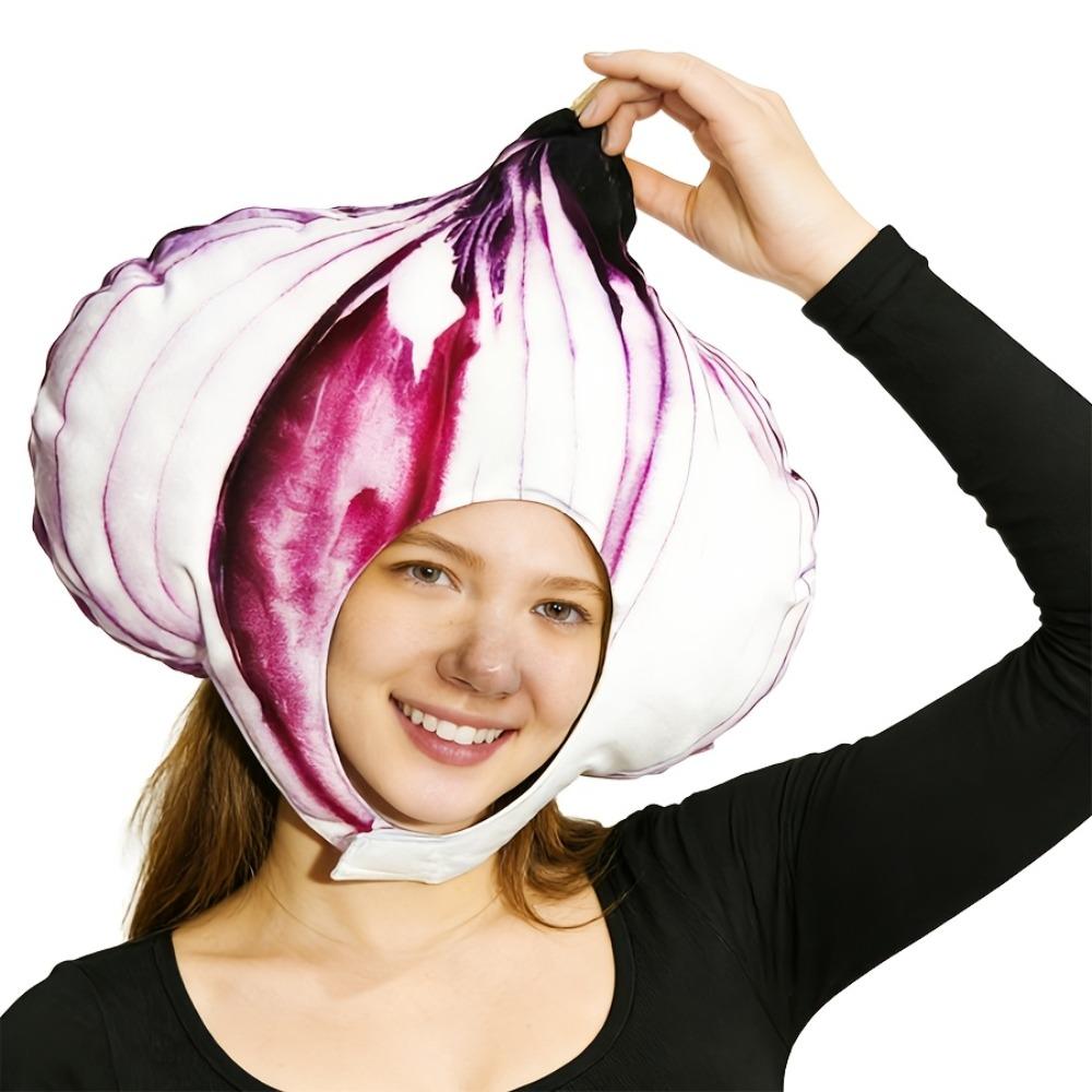 Cute Onion Headpiece Costume Hat Funny Cartoon Plush Hat Fun Party Headwear Cosplay Costume