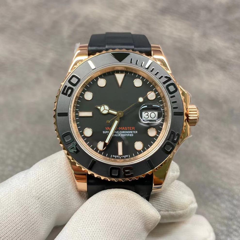 Rolex Yacht-Master 126622 Серые Светящиеся Календарь Механические Часы с Резиновым Браслетом - Водонепроницаемые Спортивные Часы