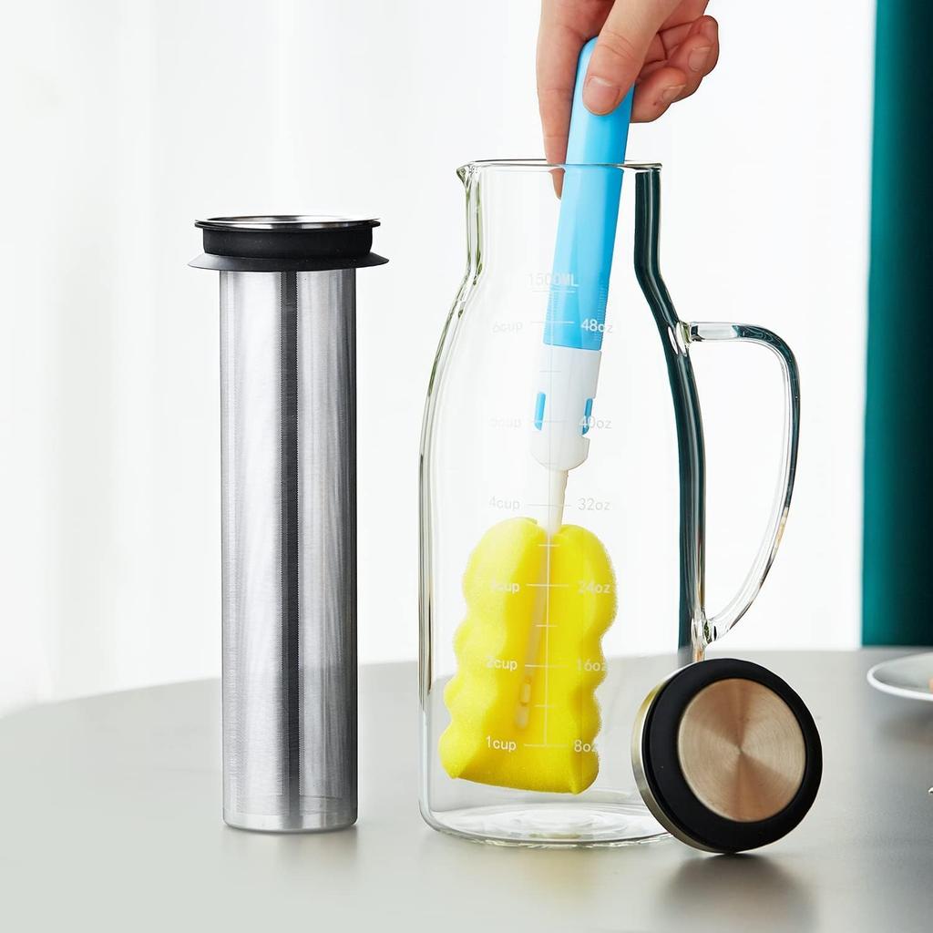 Pokaro Tea Cold Brew Iced Coffee Maker, 1500ml, Cold Brew Coffee Pot, Made of Heat-Resistant Glass, Coffee Server, Coffee Jug, Cold Brewer, Removable