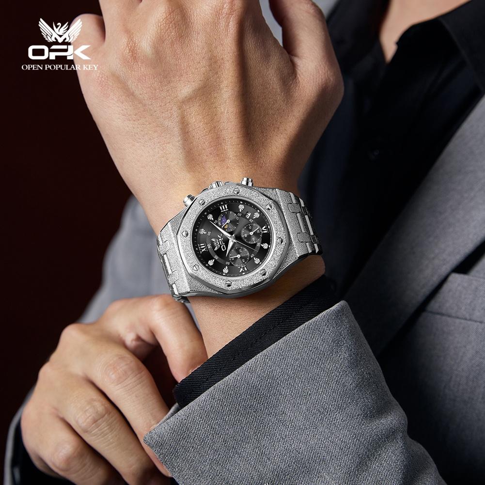 OPK Brand Modern Business Multifunctional Dial Steel Strip Men's Quartz Watch Waterproof Men's Watch 8196