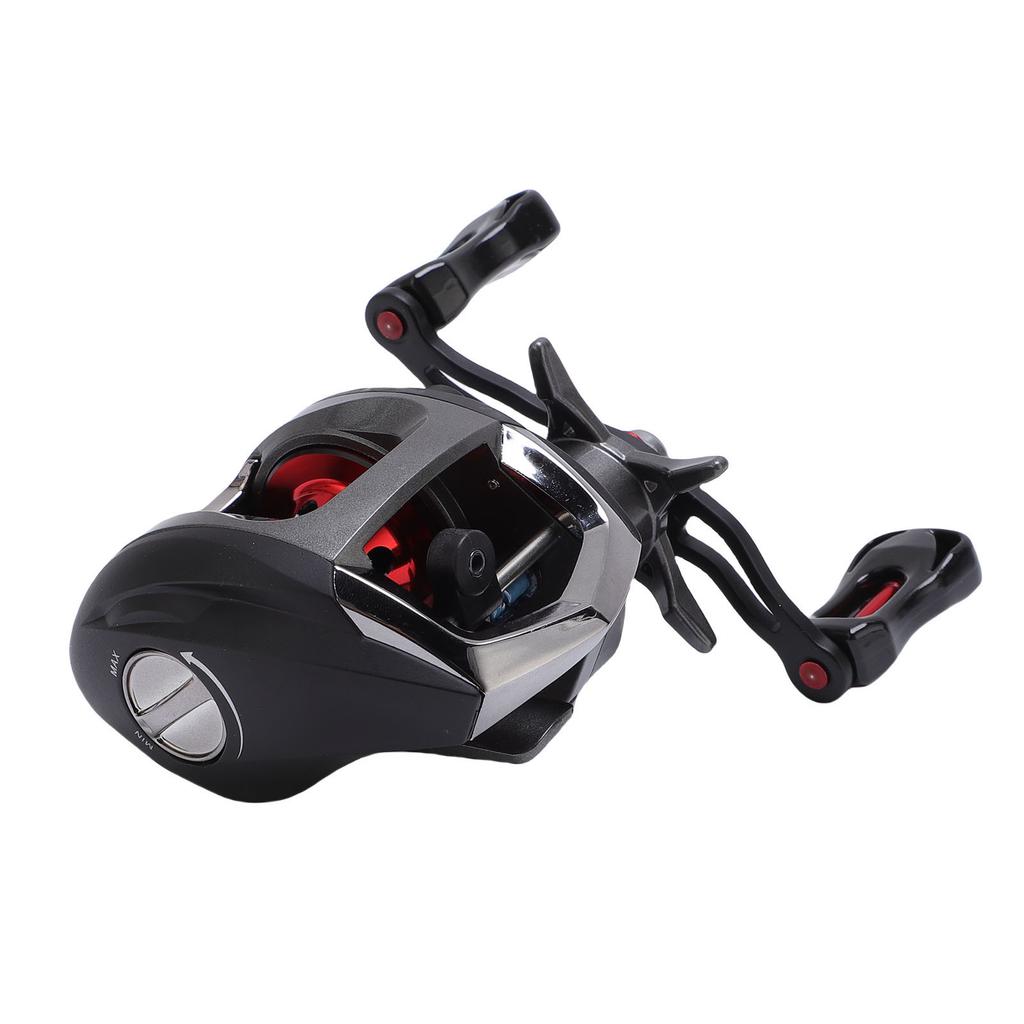 Left Handed Baitcast Reel 17.6lb Double Line Cup 6.3:1 Gear Ratio Magnetic Double Braking Fishing Reel with Drag Alert
