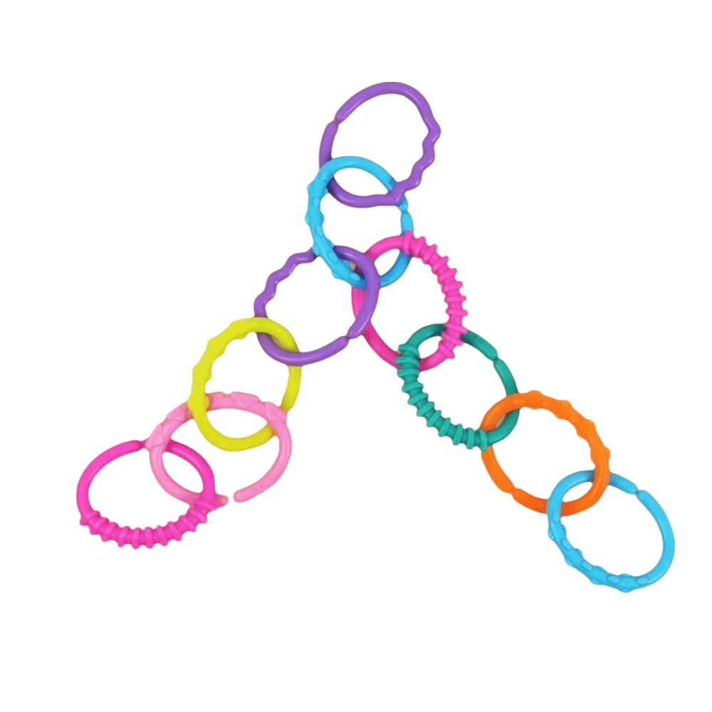 10PCS Smooth Surface Rainbow Hanging Ring Stroller Attachment Babies And Toddlers Stroller