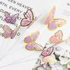 10pcs Stamping Gold Pink Butterfly Cake Toppers Princess Girl Wedding Happy Birthday Party Decor Dessert Cake Decor Butterfly