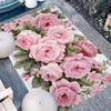1Pcs Pink Floral Pattern Floor Mat Modern Kitchen Polyester Rug Non-Slip Colorful Indoor Carpet, For Home Bathroom Bedroom Living Room Decor