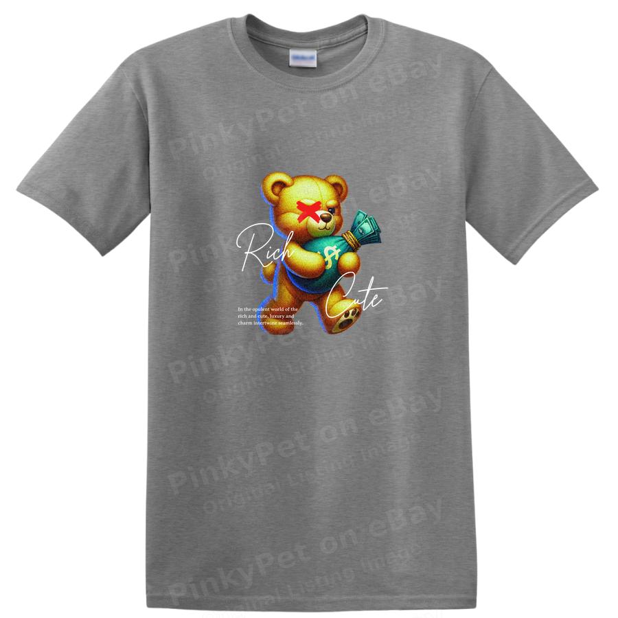 Bear Holding Money Cute Funny Graphic T Shirt Casual Tee for Adults Kids
