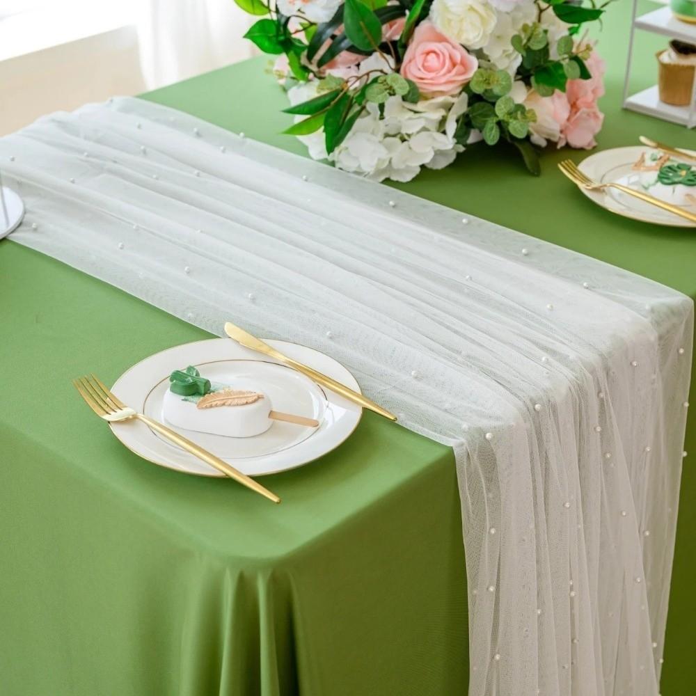 Semi Transparent Pearl Chiffon 0.75*3M Wedding Arch Drapes Table Runner Dining Decoration